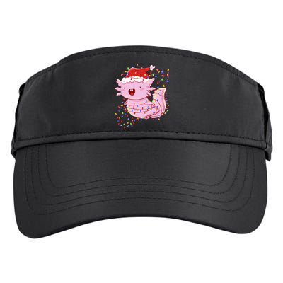 Cute Axolotl Tangled In Christmas Lights Santa Hat Adult Drive Performance Visor