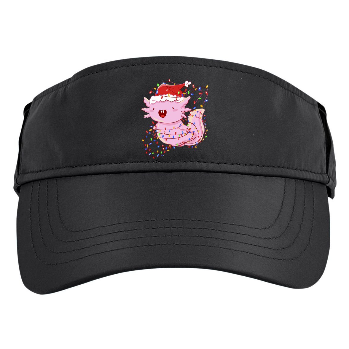 Cute Axolotl Tangled In Christmas Lights Santa Hat Adult Drive Performance Visor