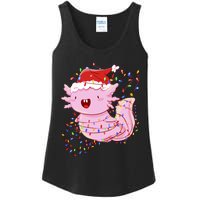 Cute Axolotl Tangled In Christmas Lights Santa Hat Ladies Essential Tank