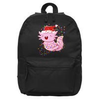 Cute Axolotl Tangled In Christmas Lights Santa Hat 16 in Basic Backpack