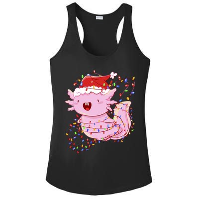 Cute Axolotl Tangled In Christmas Lights Santa Hat Ladies PosiCharge Competitor Racerback Tank