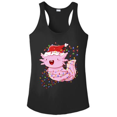 Cute Axolotl Tangled In Christmas Lights Santa Hat Ladies PosiCharge Competitor Racerback Tank