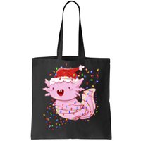 Cute Axolotl Tangled In Christmas Lights Santa Hat Tote Bag