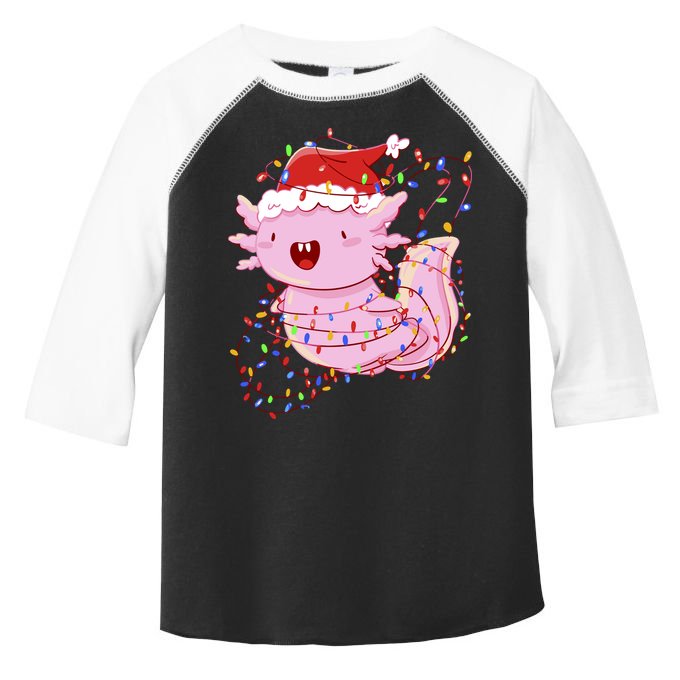 Cute Axolotl Tangled In Christmas Lights Santa Hat Toddler Fine Jersey T-Shirt