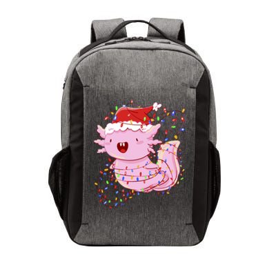 Cute Axolotl Tangled In Christmas Lights Santa Hat Vector Backpack