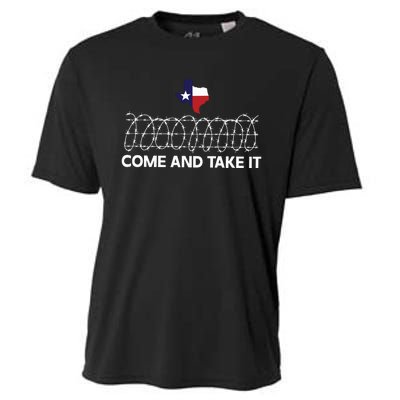 Come And Take It Razor Wire Barbed Wire Border Texas Border Cooling Performance Crew T-Shirt