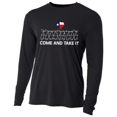 Come And Take It Razor Wire Barbed Wire Border Texas Border Cooling Performance Long Sleeve Crew