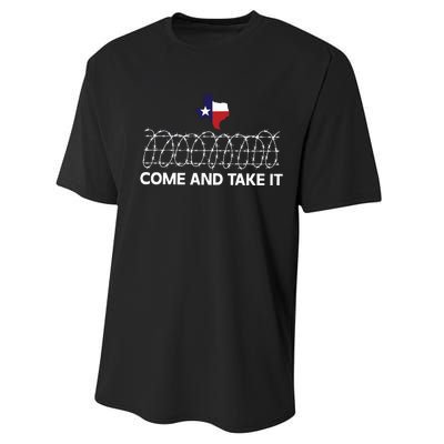 Come And Take It Razor Wire Barbed Wire Border Texas Border Performance Sprint T-Shirt