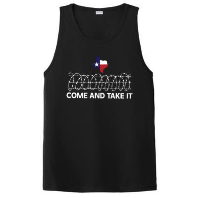 Come And Take It Razor Wire Barbed Wire Border Texas Border PosiCharge Competitor Tank