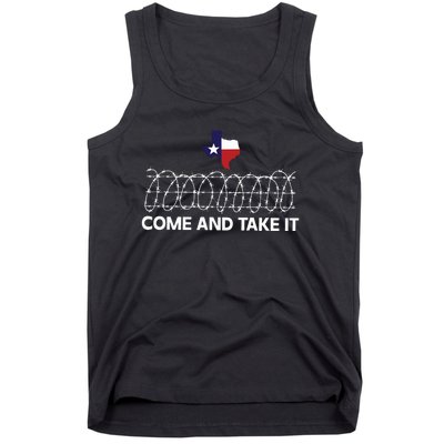 Come And Take It Razor Wire Barbed Wire Border Texas Border Tank Top