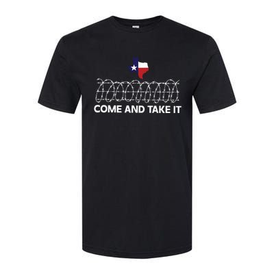 Come And Take It Razor Wire Barbed Wire Border Texas Border Softstyle CVC T-Shirt