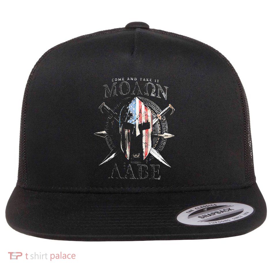Come And Take It Molon Labe 2nd Amendment Flat Bill Trucker Hat