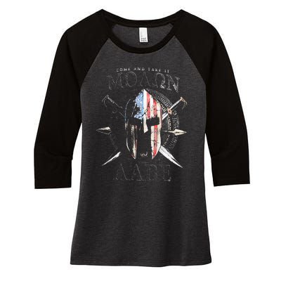 Come And Take It Molon Labe 2nd Amendment Women's Tri-Blend 3/4-Sleeve Raglan Shirt