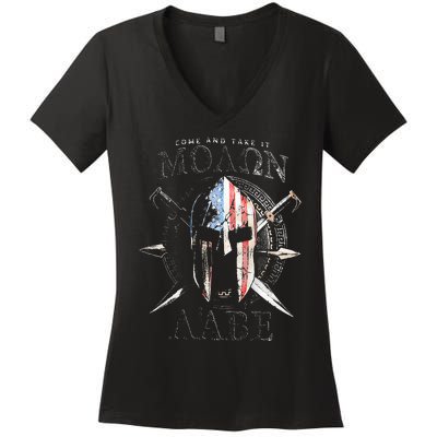 Come And Take It Molon Labe 2nd Amendment Women's V-Neck T-Shirt