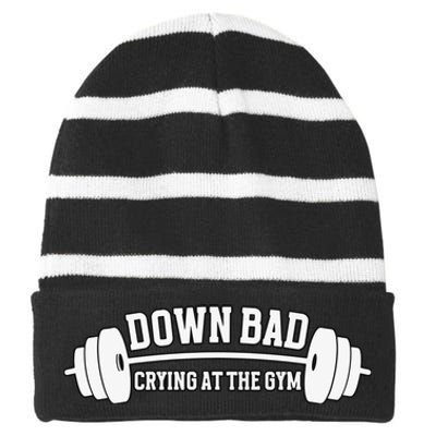 Crying At The Gym Striped Beanie with Solid Band