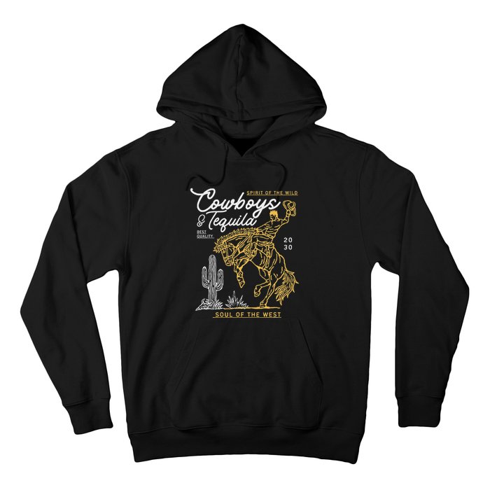 Cowboys And Tequila Country Rodeo Vintage Horse Riding Texas Hoodie