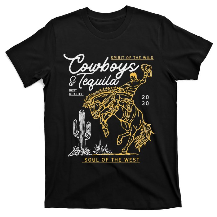 Cowboys And Tequila Country Rodeo Vintage Horse Riding Texas T-Shirt