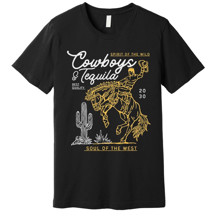 Cowboys And Tequila Country Rodeo Vintage Horse Riding Texas Premium T-Shirt