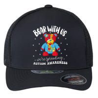 Cute Autism Teddy Bear Autism Awareness Month Puzzle Flexfit Unipanel Trucker Cap