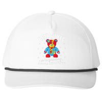 Cute Autism Teddy Bear Autism Awareness Month Puzzle Snapback Five-Panel Rope Hat