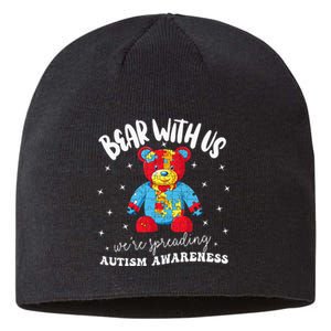 Cute Autism Teddy Bear Autism Awareness Month Puzzle Sustainable Beanie