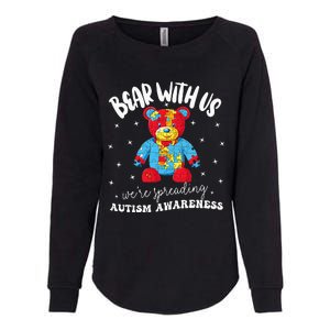 Cute Autism Teddy Bear Autism Awareness Month Puzzle Womens California Wash Sweatshirt