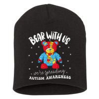 Cute Autism Teddy Bear Autism Awareness Month Puzzle Short Acrylic Beanie