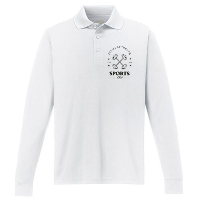 Crying At The Gym Sports Club Ttpd Performance Long Sleeve Polo