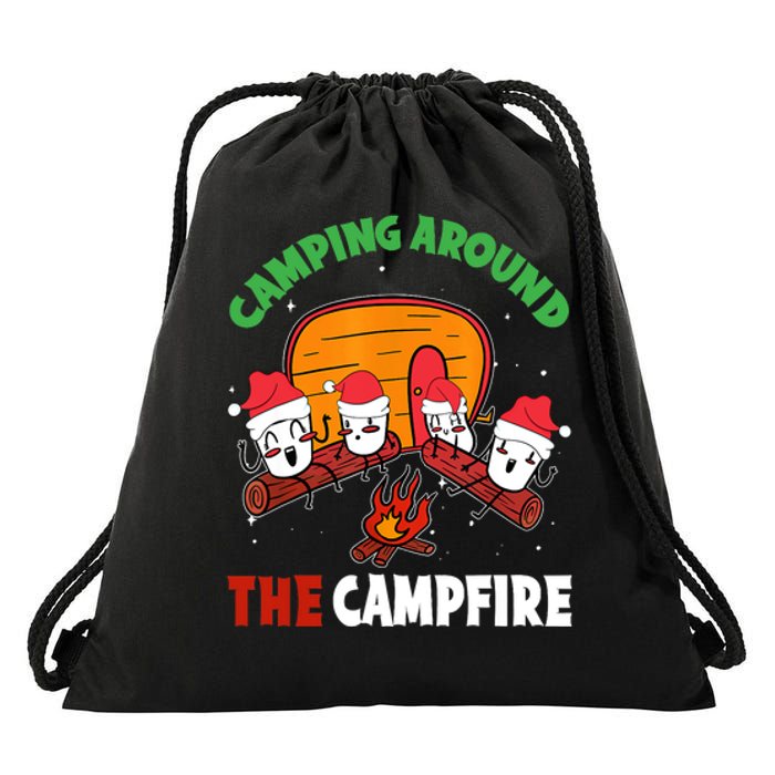 Camping Around The Campfire Chirtsmas Gift Funny Xmas Drawstring Bag