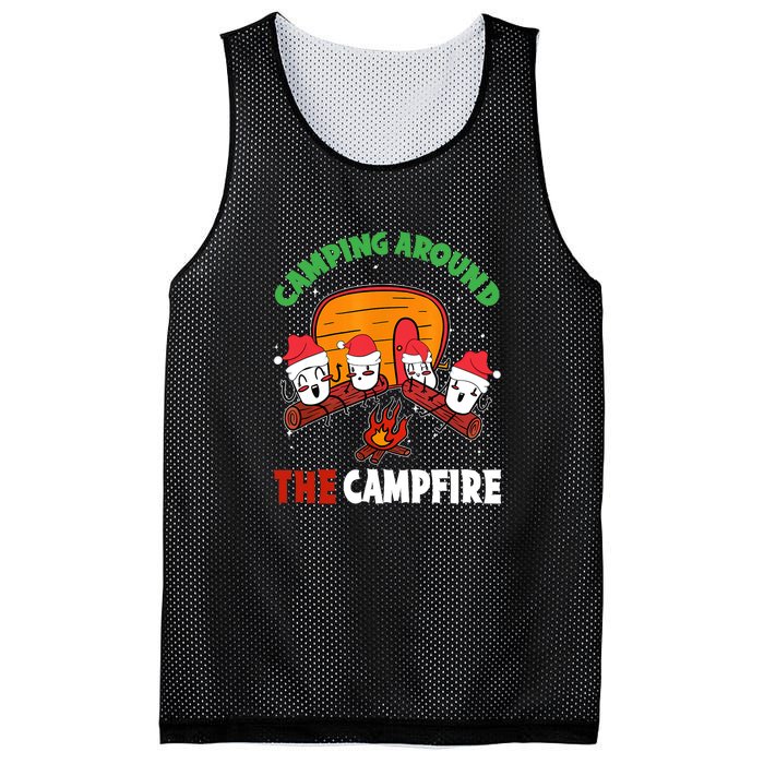 Camping Around The Campfire Chirtsmas Gift Funny Xmas Mesh Reversible Basketball Jersey Tank