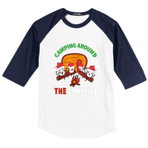 Camping Around The Campfire Chirtsmas Gift Funny Xmas Baseball Sleeve Shirt