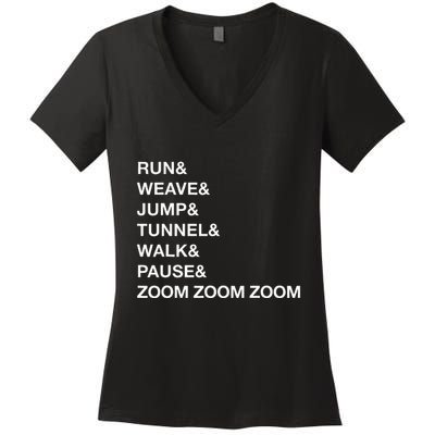 Canine Agility Trial Obstacle Course Fun Dog Agility Women's V-Neck T-Shirt