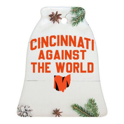 Cincinnati Against The World Cincinnati Ohio Ceramic Bell Ornament