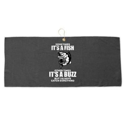 Catch A Fish Or Buzz Large Microfiber Waffle Golf Towel