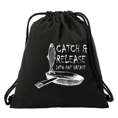 Catch And Release Into Grease Drawstring Bag