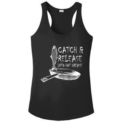 Catch And Release Into Grease Ladies PosiCharge Competitor Racerback Tank