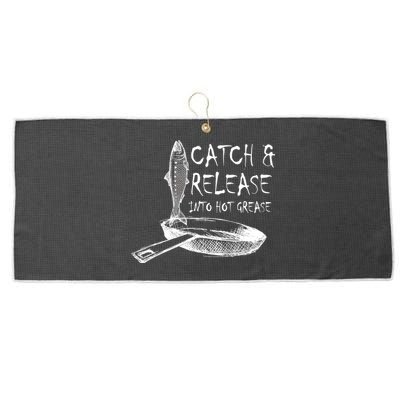 Catch And Release Into Grease Large Microfiber Waffle Golf Towel