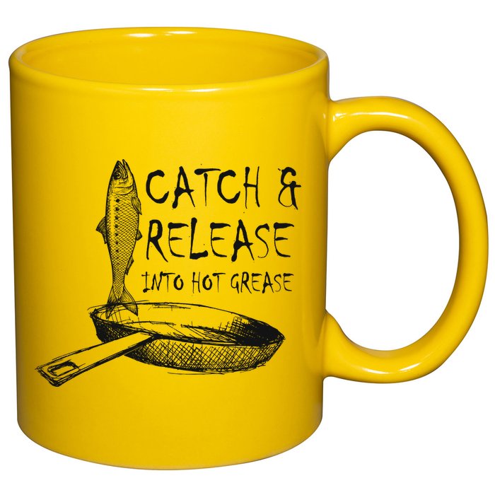 Catch And Release Into Grease 11oz C Handle Ceramic Mug