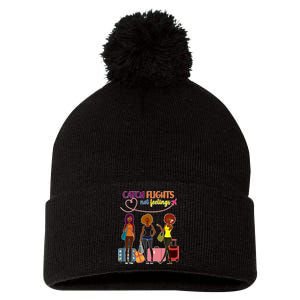 Catch Flights Not Feelings Pom Pom 12in Knit Beanie