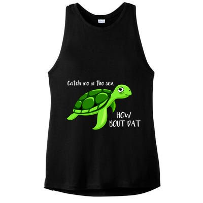 Catch Me In The Sea How Bout Dat Turtle Ladies PosiCharge Tri-Blend Wicking Tank