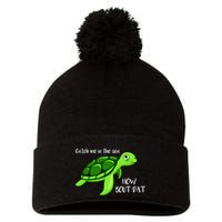 Catch Me In The Sea How Bout Dat Turtle Pom Pom 12in Knit Beanie