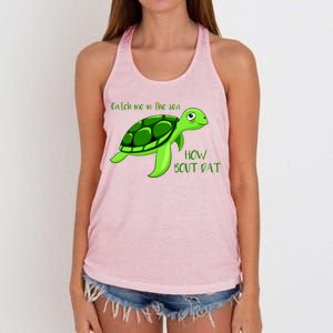 Catch Me In The Sea How Bout Dat Turtle Women's Knotted Racerback Tank