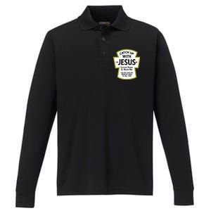 Catch Up With Jesus Performance Long Sleeve Polo