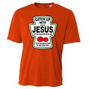 Catch Up With Jesus Funny Ketchup Faith Cooling Performance Crew T-Shirt