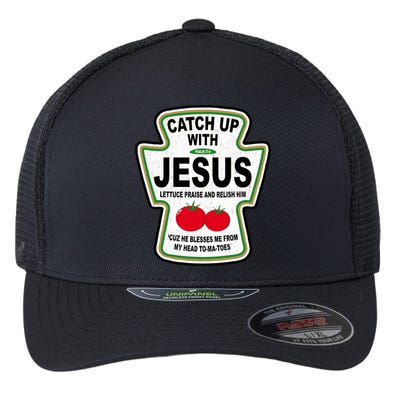 Catch Up With Jesus Funny Ketchup Faith Flexfit Unipanel Trucker Cap