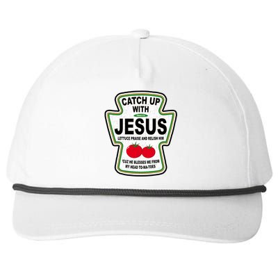 Catch Up With Jesus Funny Ketchup Faith Snapback Five-Panel Rope Hat