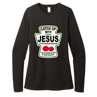 Catch Up With Jesus Funny Ketchup Faith Womens CVC Long Sleeve Shirt