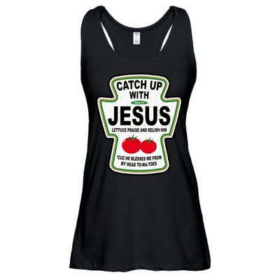 Catch Up With Jesus Funny Ketchup Faith Ladies Essential Flowy Tank