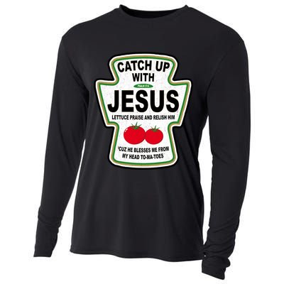Catch Up With Jesus Funny Ketchup Faith Cooling Performance Long Sleeve Crew