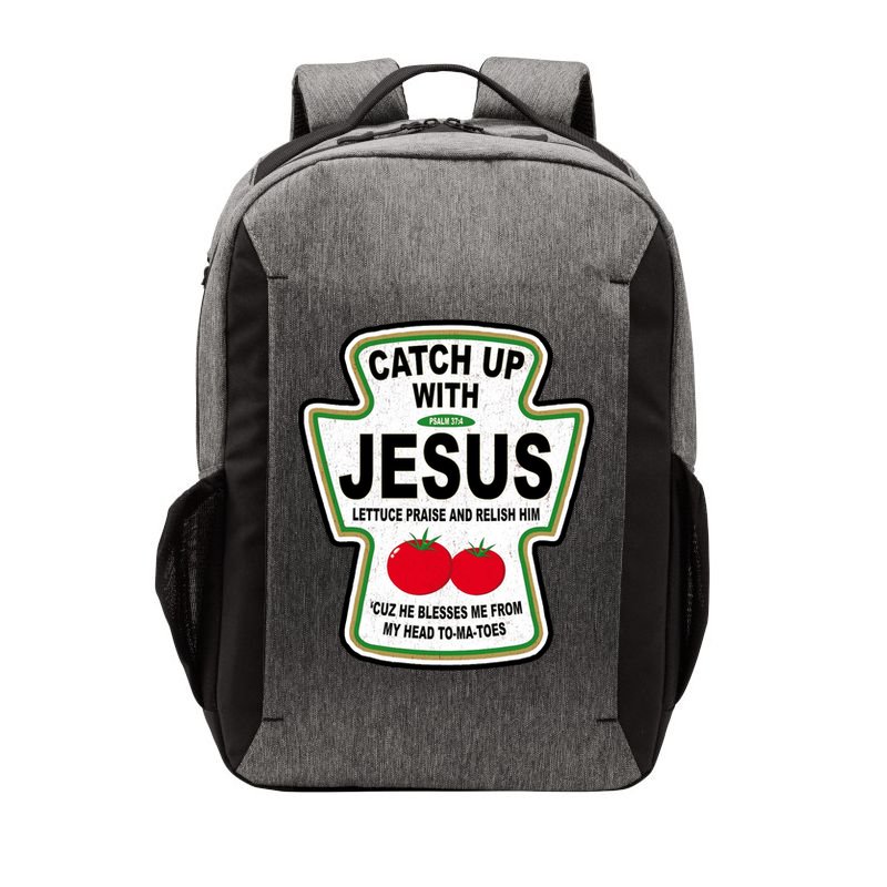 Catch Up With Jesus Funny Ketchup Faith Vector Backpack